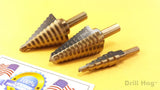 Drill Hog USA Electrician 3/16-1/2, 7/16-1-1/8, 1/4-1-3/8" Step Bit Set 3 Pc M7