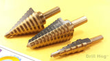Drill Hog USA Electrician 3/16-1/2, 7/16-1-1/8, 1/4-1-3/8" Step Bit Set 3 Pc M7