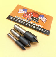 3 Pc Countersink Set 1/4", 3/8", 1/2" Reamer 3 Flute Cobalt 82° Drill Hog USA