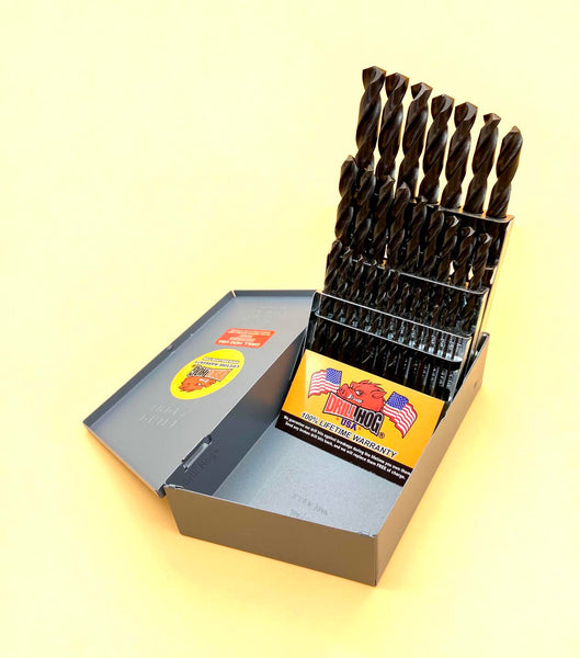 29 Pc Drill Bit Set 1/16" to 1/2" Super Pig Steel Lifetime Warranty Drill Hog®