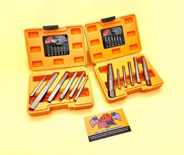 12 Pc Screw Extratcor Set Easy Outs Drill Hog® Lifetime Warranty