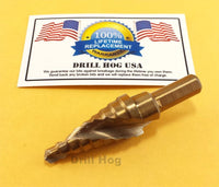 Drill Hog 1/4"-3/4" Step Drill Bit Spiral Flute Cobalt UNIBIT Lifetime Warranty