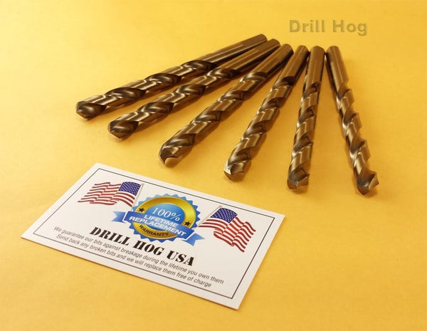 Drill Hog USA 27/64" Cobalt Drill Bits M42 Drill Bit 6 Pack Lifetime Warranty